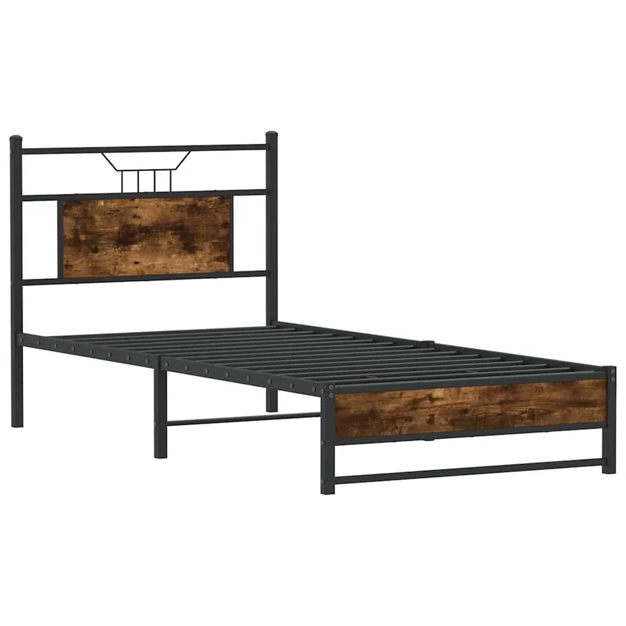 Cadre de lit sans matelas chêne fumé 90x200cm bois d'ingénierie - 5