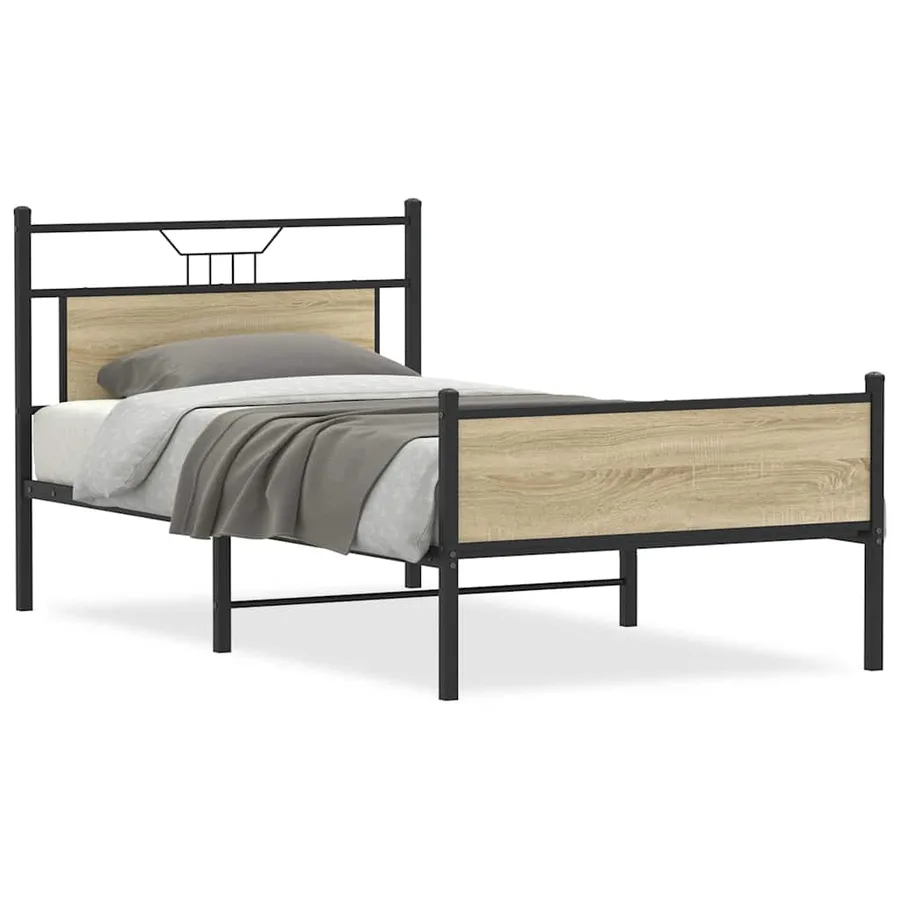 Cadre de lit sans matelas chêne sonoma 100x190 cm - 2