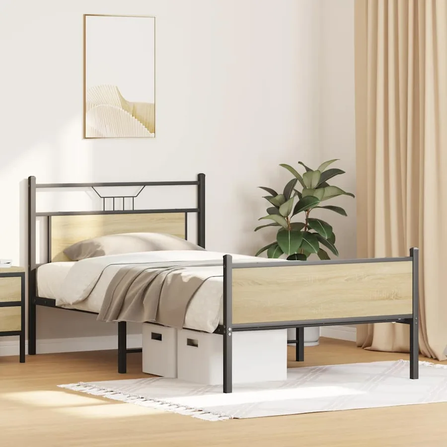 Cadre de lit sans matelas chêne sonoma 100x190 cm - 5