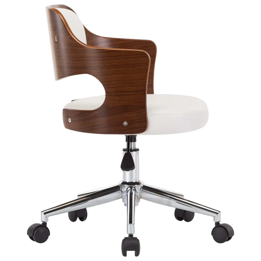 Chaise pivotante à manger Blanc Bois courbé et similicuir - 5