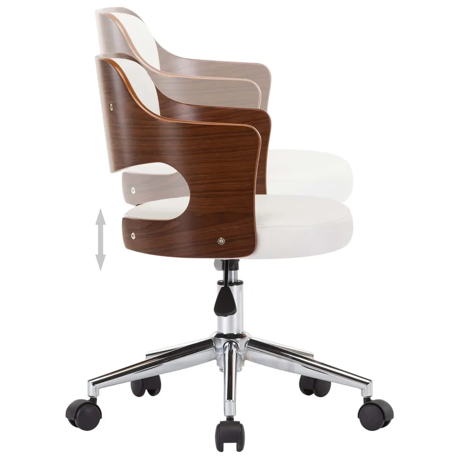 Chaise pivotante à manger Blanc Bois courbé et similicuir - 6