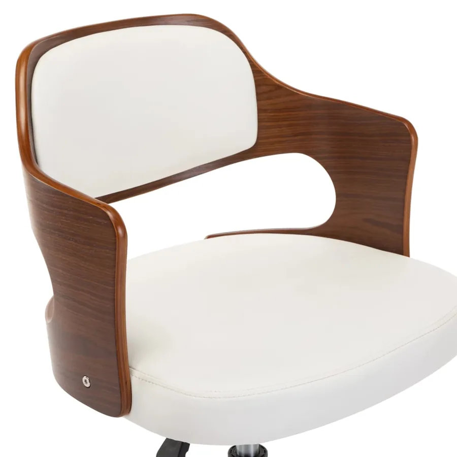 Chaise pivotante à manger Blanc Bois courbé et similicuir - 7