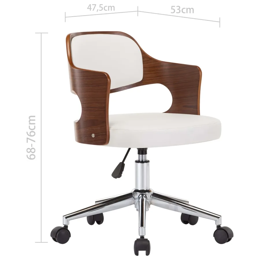 Chaise pivotante à manger Blanc Bois courbé et similicuir - 9