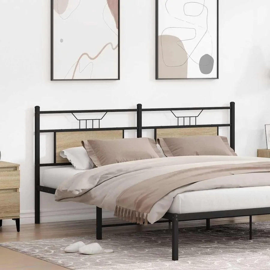 Tête de lit de remplacement chêne sonoma 160 cm bois d'ingénierie et acier - 3
