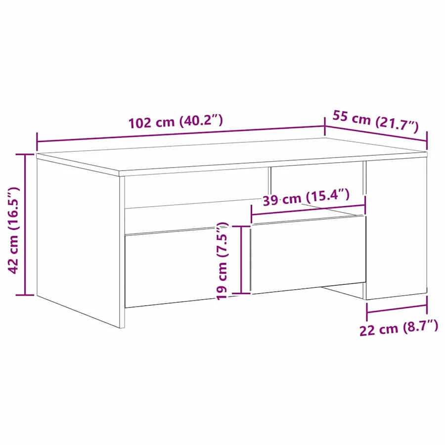 Table basse Chêne artisanal 102 x 55 x 43,5 cm - 12
