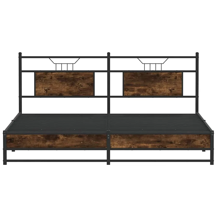 Cadre de lit en métal sans matelas chêne fumé 183x213 cm - 6
