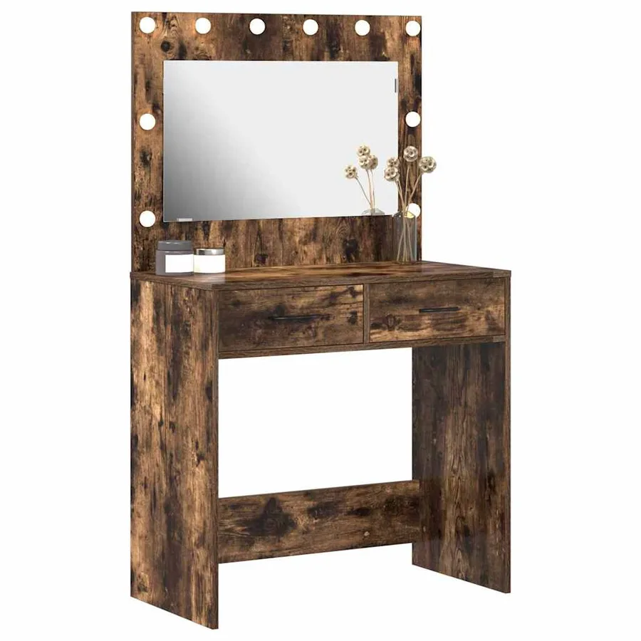 Table de Toilette avec tiroir Chêne fumé 78,5 x 41 x 135 cm - 3