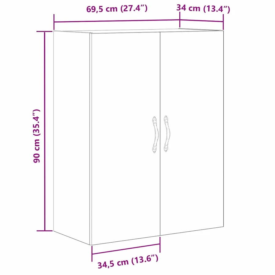 Meuble mural Chêne noir 69,5 x 34 x 180 cm Bois d'ingénierie - 12