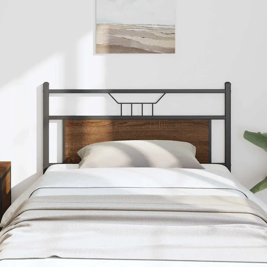 Tête de lit de remplacement chêne marron 107 cm bois d'ingénierie et acier