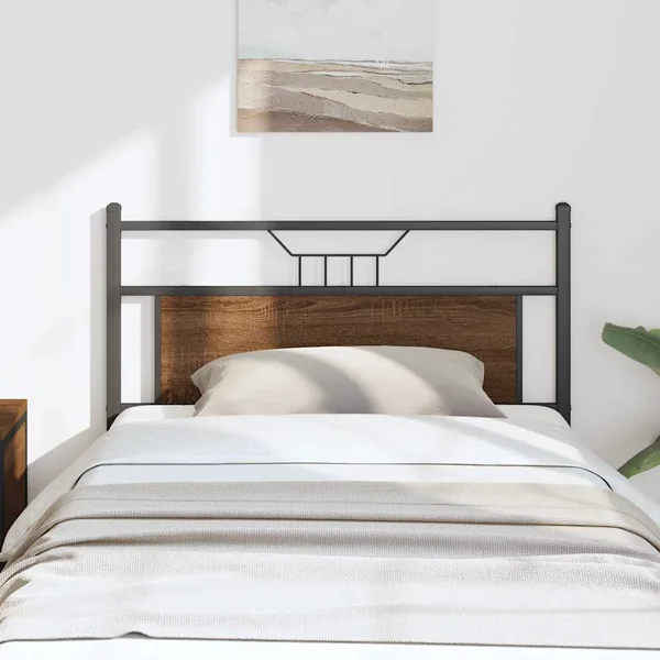 Tête de lit de remplacement chêne marron 107 cm bois d'ingénierie et acier