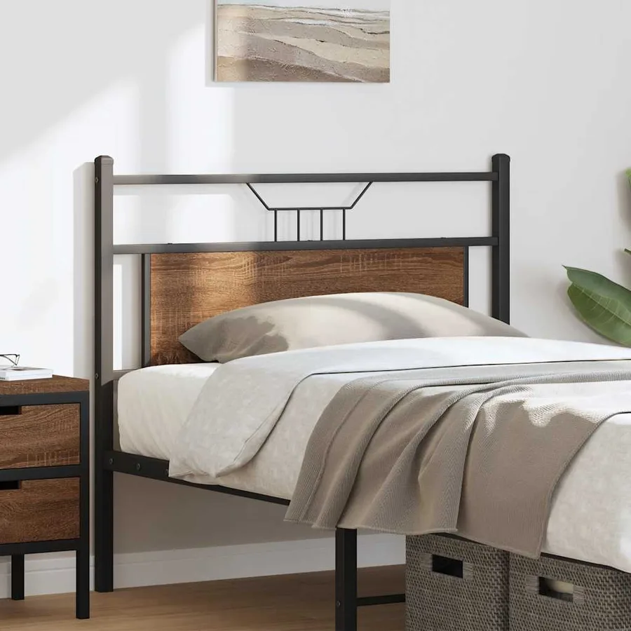 Tête de lit de remplacement chêne marron 107 cm bois d'ingénierie et acier - 3