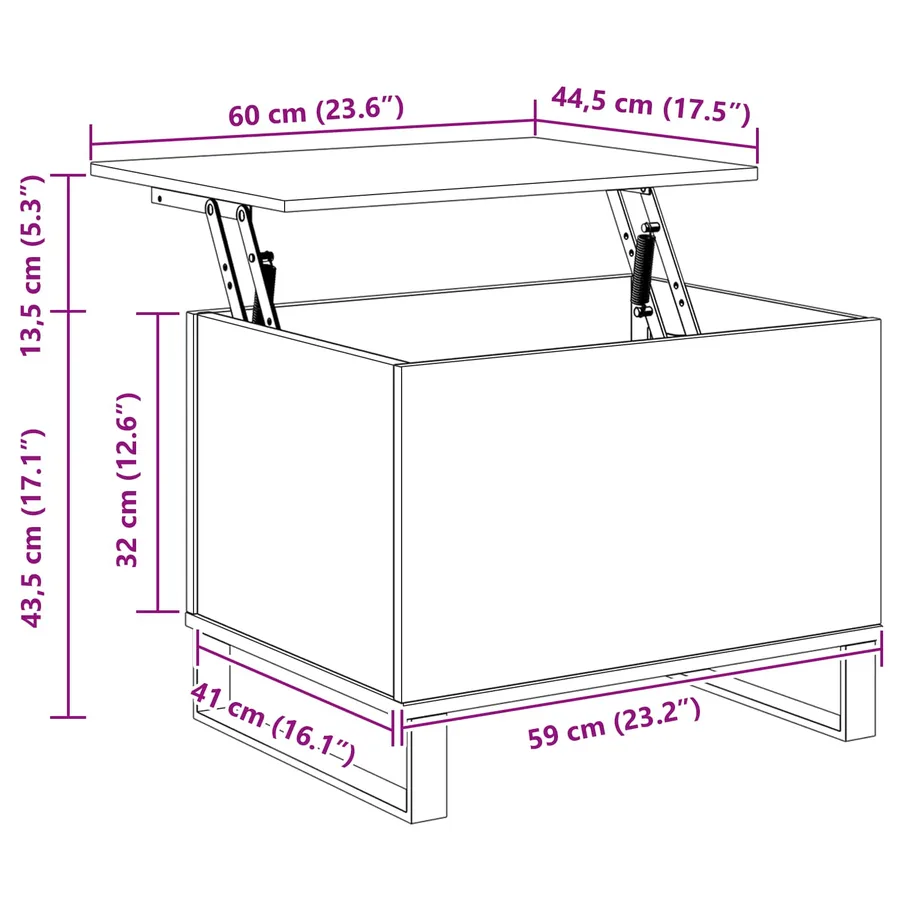 Table basse Chêne noir 60 x 44,5 x 45 cm - 8