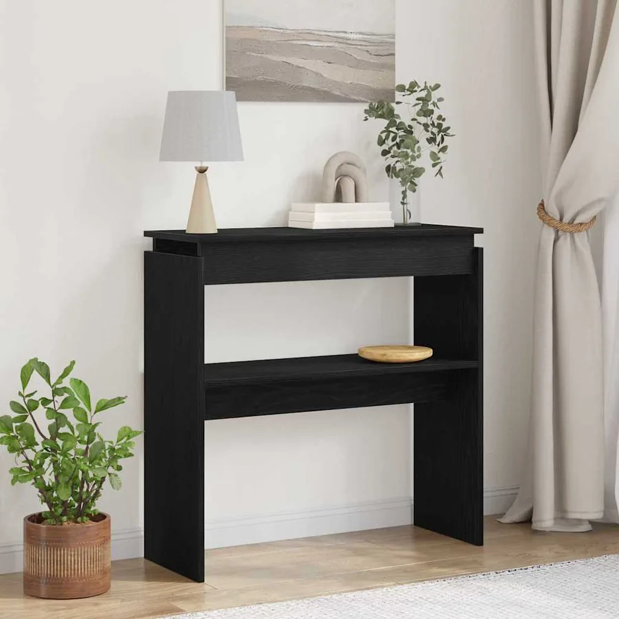 Table console Chêne noir 80 x 30 x 80 cm Bois d'ingénierie
