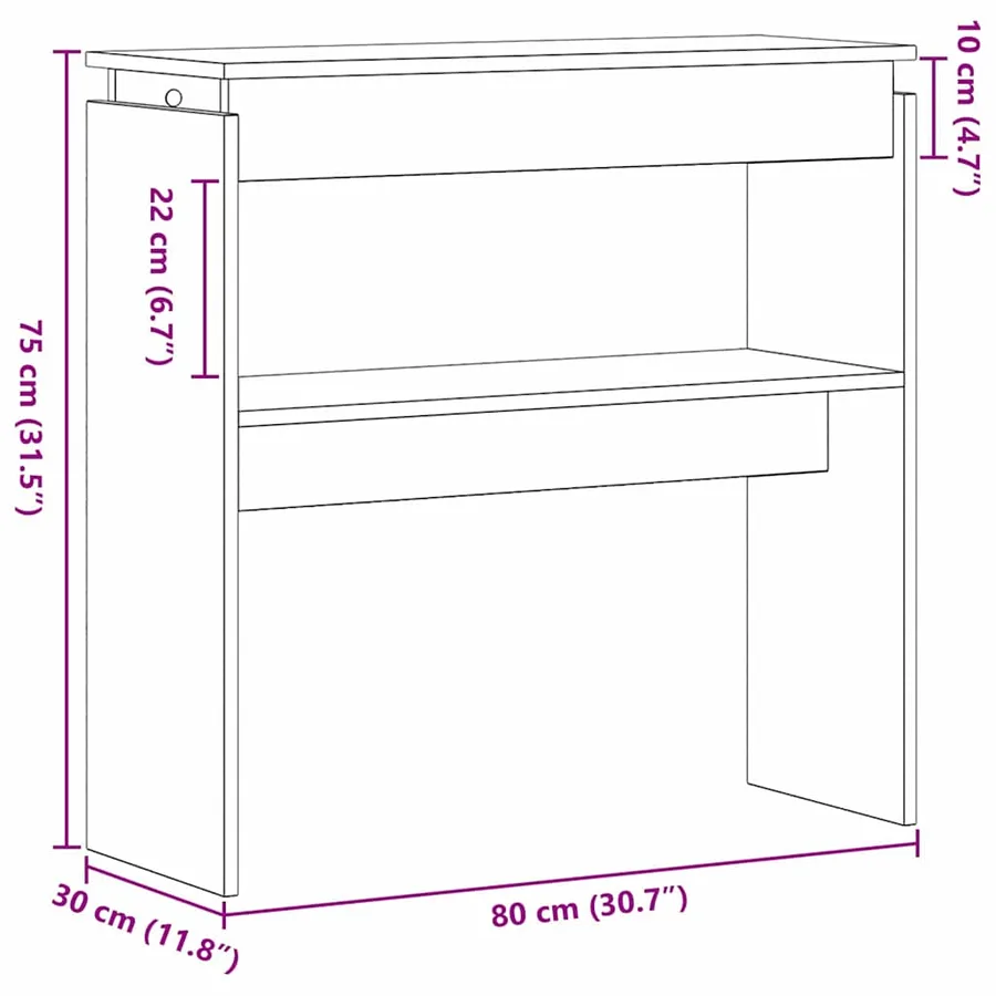 Table console Chêne noir 80 x 30 x 80 cm Bois d'ingénierie - 10