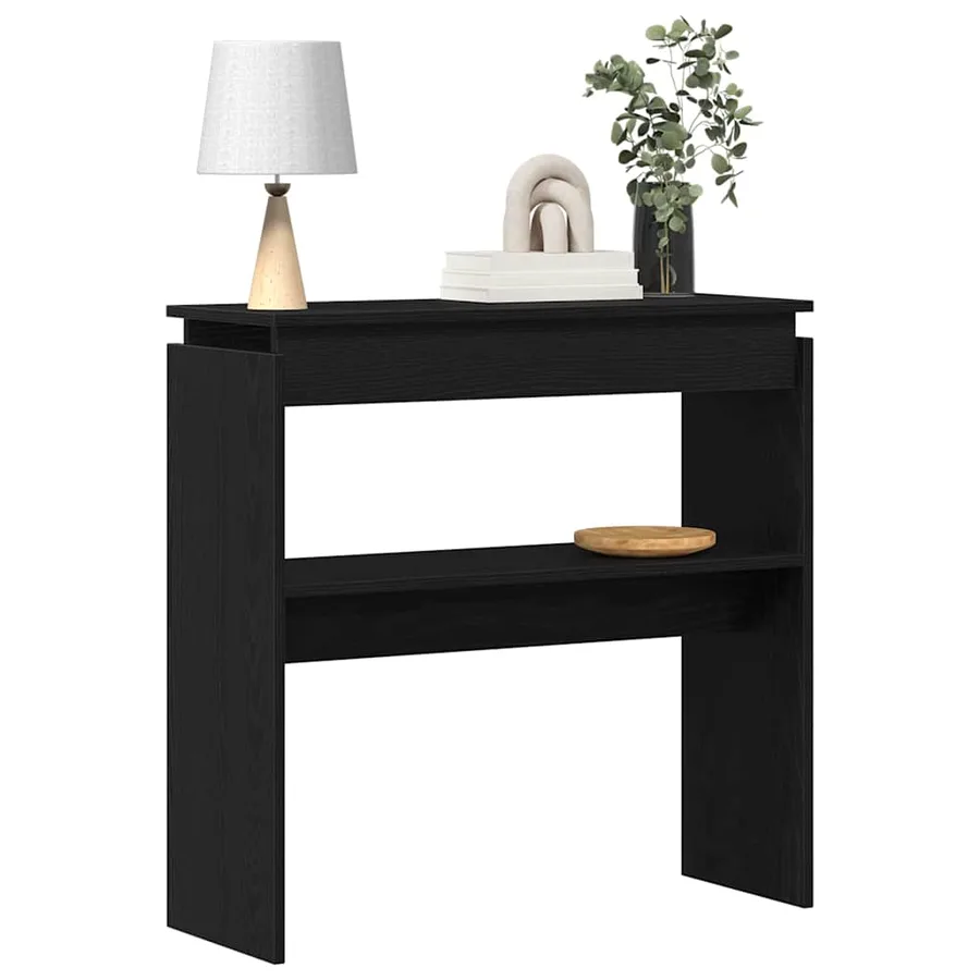 Table console Chêne noir 80 x 30 x 80 cm Bois d'ingénierie - 3