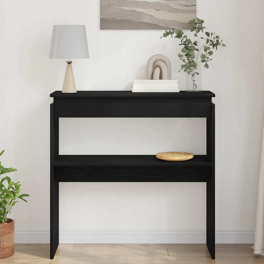 Table console Chêne noir 80 x 30 x 80 cm Bois d'ingénierie - 4