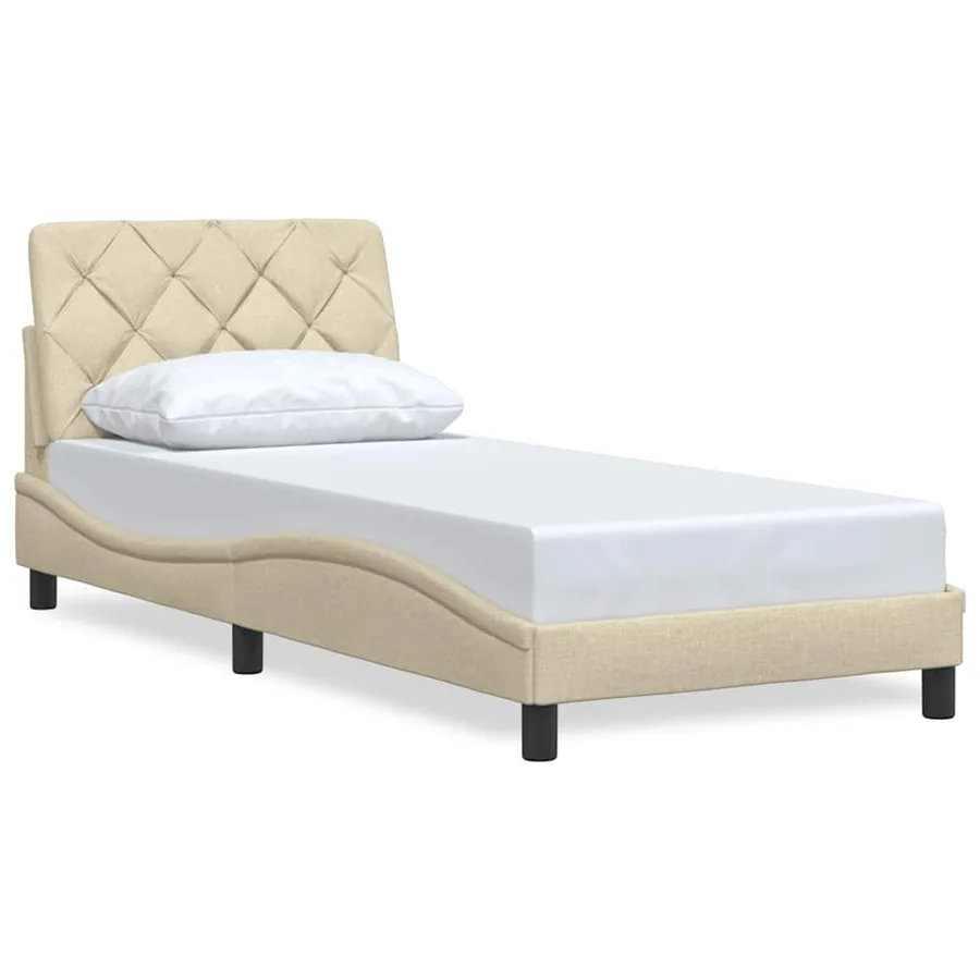 Cadre de lit sans matelas crème 80x200 cm tissu - 2