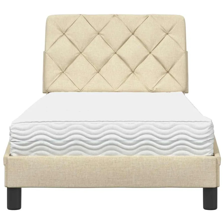 Lit avec matelas crème 80x200 cm tissu - 5