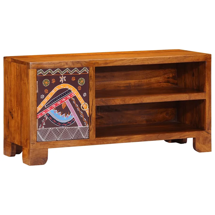 Meuble TV multicolore 90x30x45 bois massif d'acacia - 2