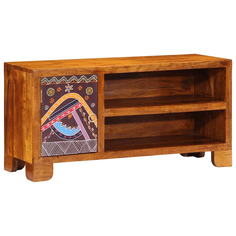 Meuble TV multicolore 90x30x45 bois massif d'acacia - 3
