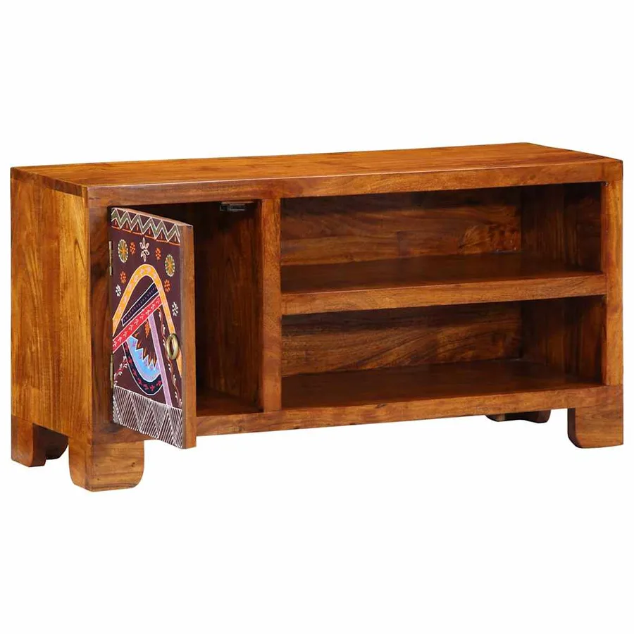 Meuble TV multicolore 90x30x45 bois massif d'acacia - 4