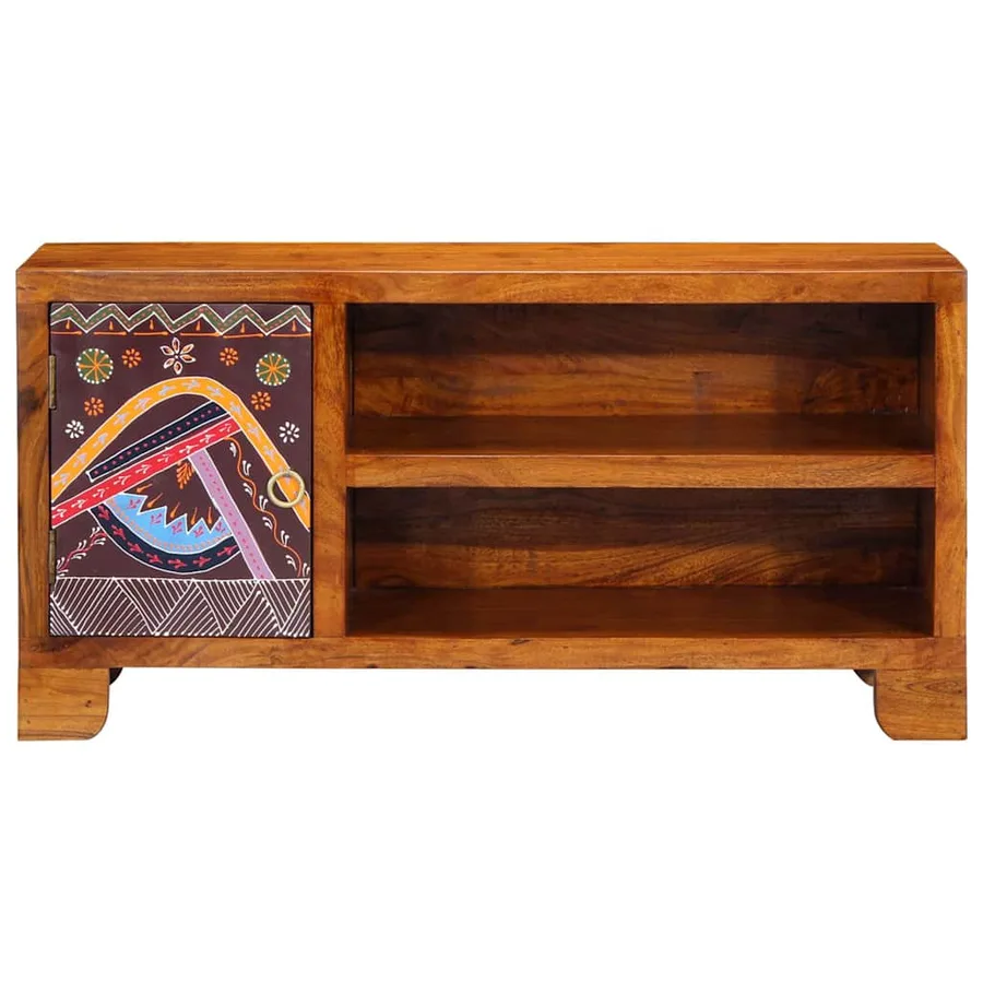 Meuble TV multicolore 90x30x45 bois massif d'acacia - 5