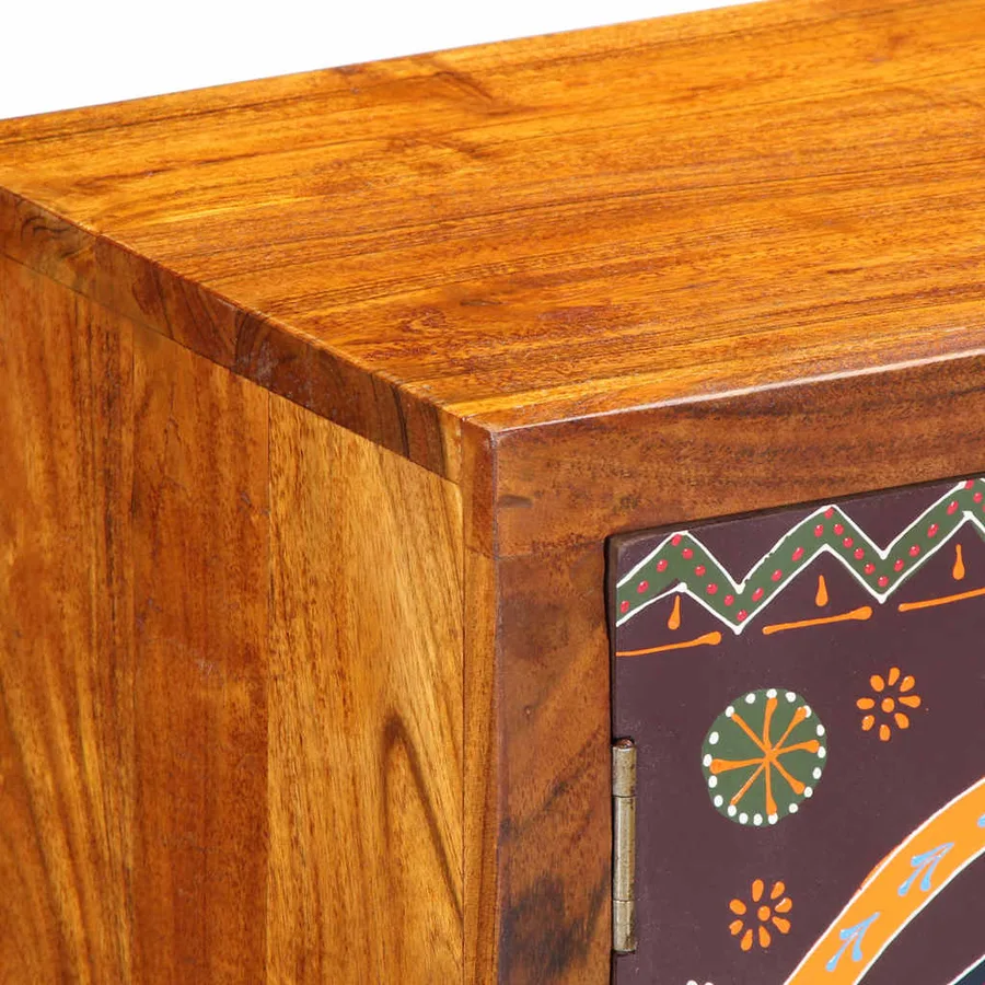 Meuble TV multicolore 90x30x45 bois massif d'acacia - 8
