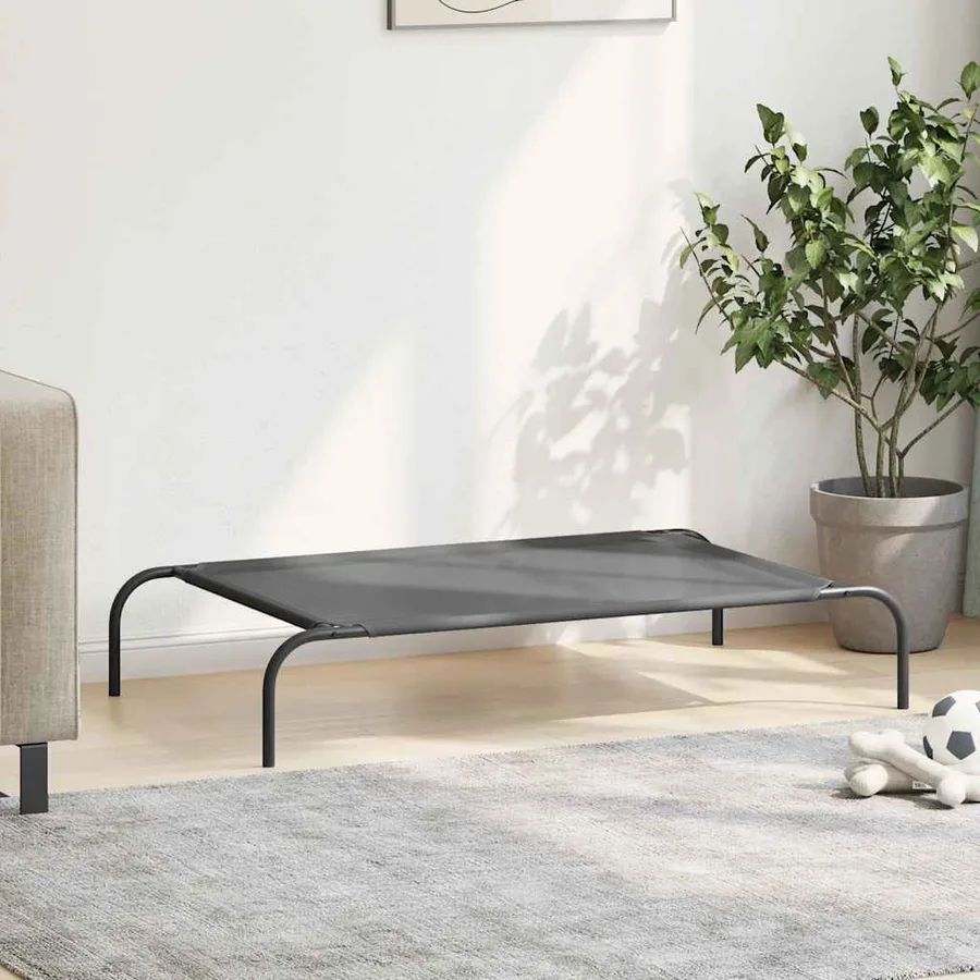 Lit surélevé pour chien gris 110x65x20 cm textilène et acier - 3