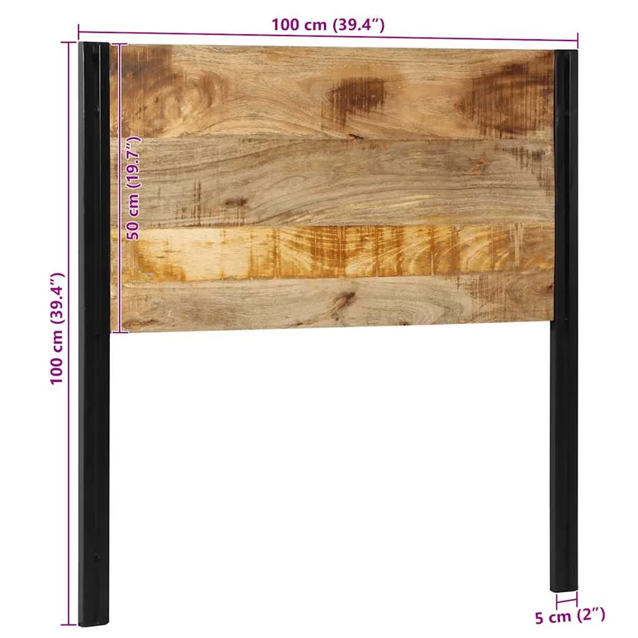 Tête de lit 100 cm bois massif manguier et fer - 11
