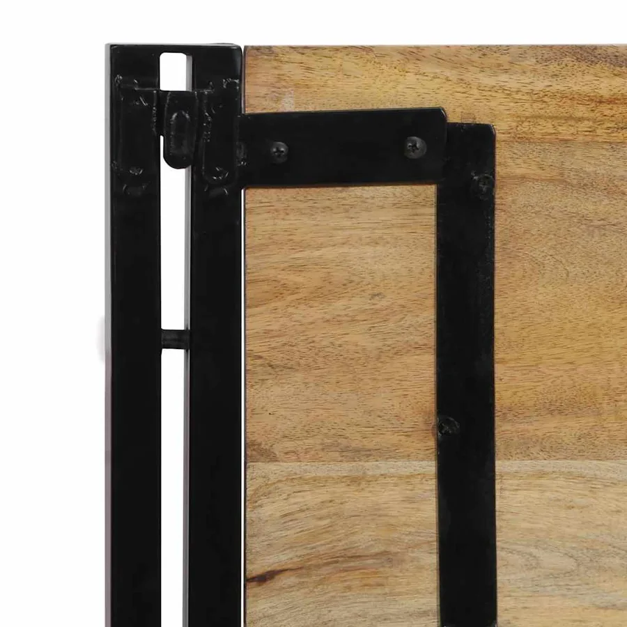 Tête de lit 100 cm bois massif manguier et fer - 7