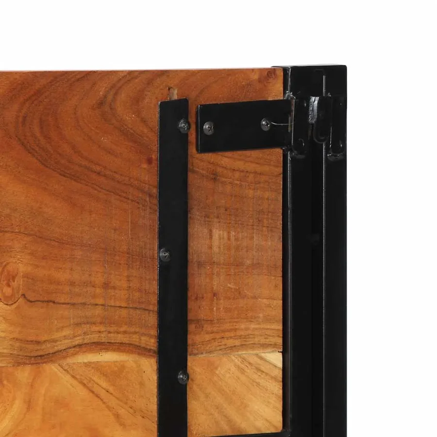Tête de lit 120 cm bois massif d'acacia et fer - 7
