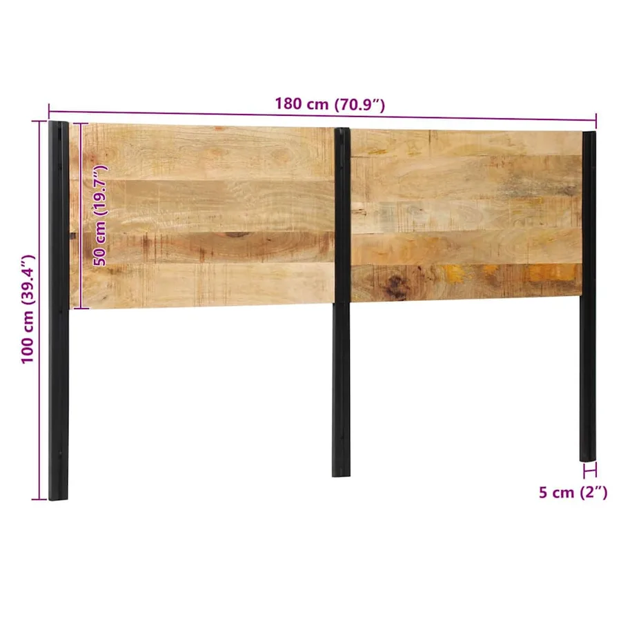 Tête de lit 180 cm bois massif manguier et fer - 12