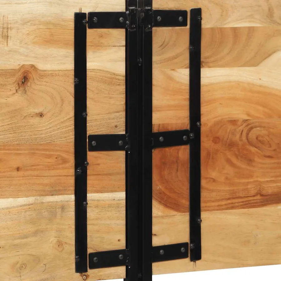 Tête de lit 200 cm bois massif d'acacia et fer - 5