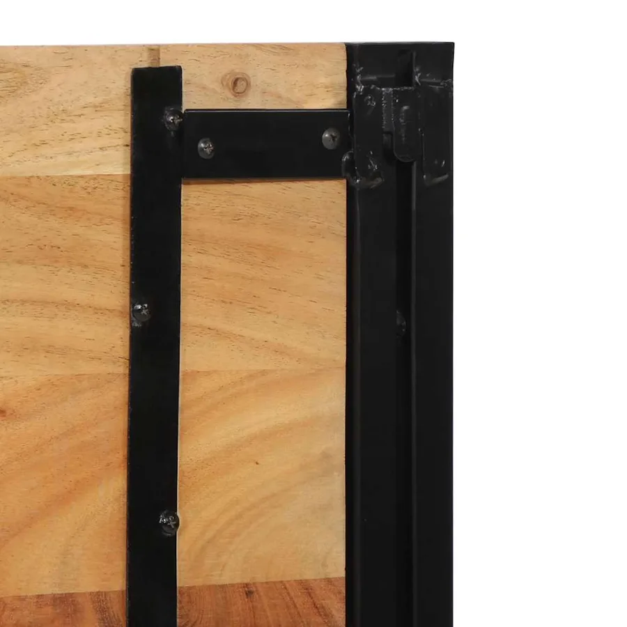 Tête de lit 200 cm bois massif d'acacia et fer - 6