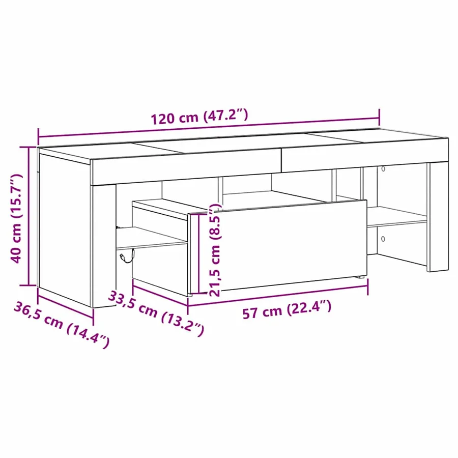 Meuble TV Chêne noir 120 x 35 x 40 cm Bois d'ingénierie - 14