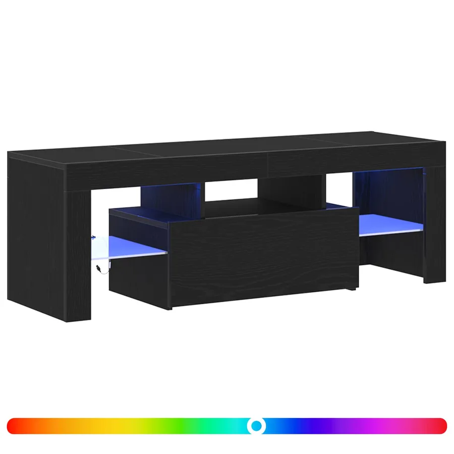 Meuble TV Chêne noir 120 x 35 x 40 cm Bois d'ingénierie - 2