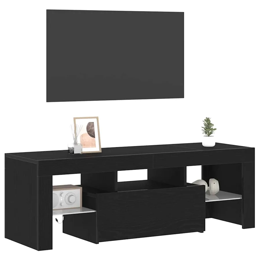 Meuble TV Chêne noir 120 x 35 x 40 cm Bois d'ingénierie - 3
