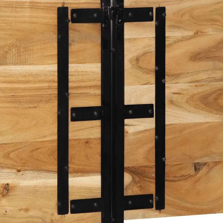 Tête de lit 180 cm bois massif d'acacia et fer - 7