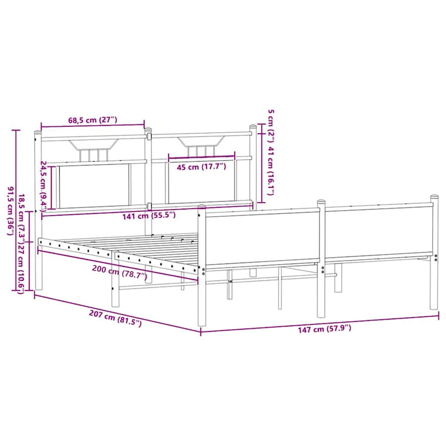Cadre de lit sans matelas chêne sonoma 140x200 cm - 11