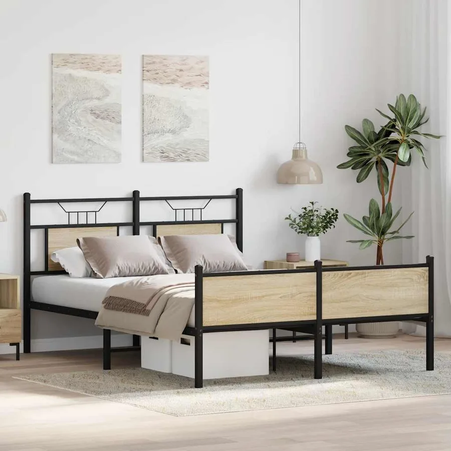 Cadre de lit sans matelas chêne sonoma 140x200 cm - 5