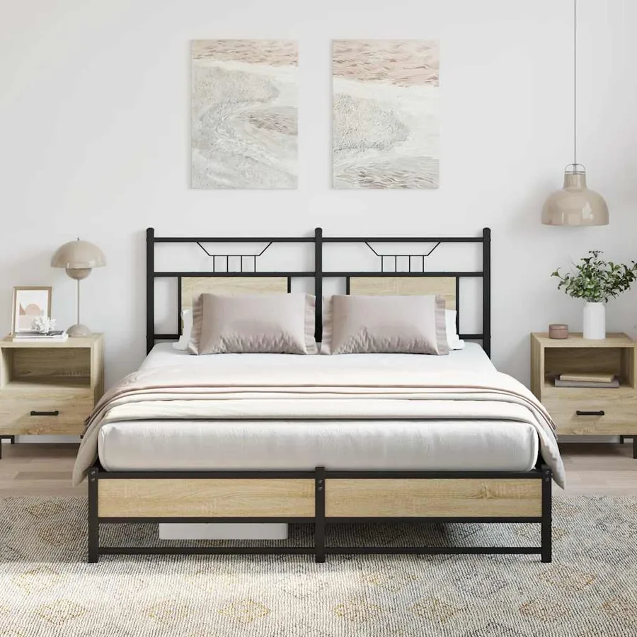 Cadre de lit sans matelas chêne sonoma 140x190 cm - 4