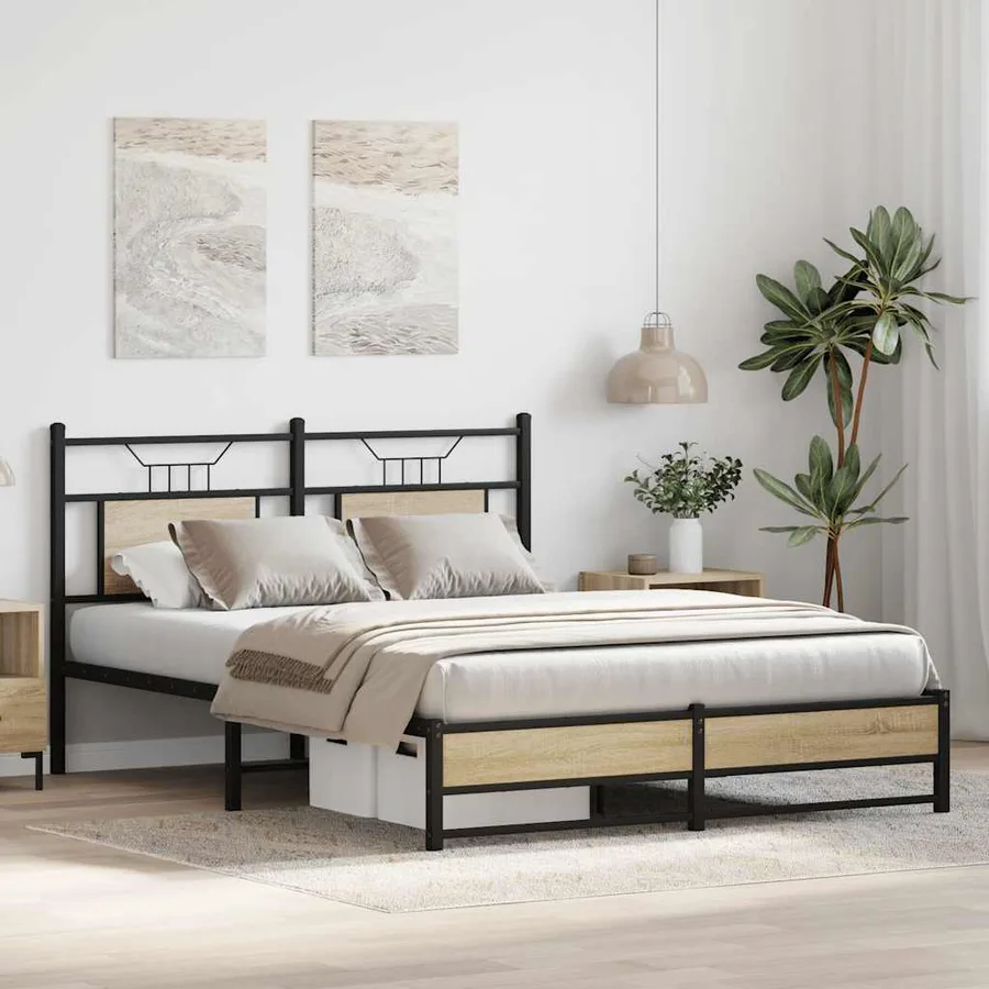 Cadre de lit sans matelas chêne sonoma 140x190 cm - 5