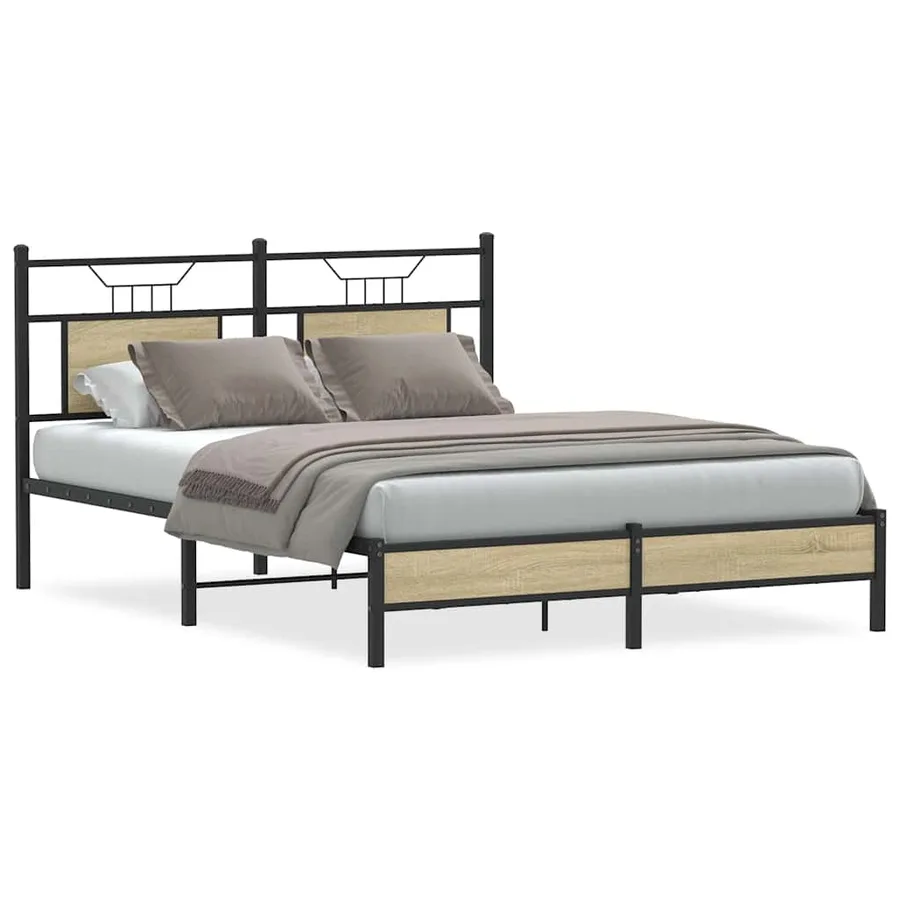 Cadre de lit sans matelas chêne sonoma 137x190 cm - 2