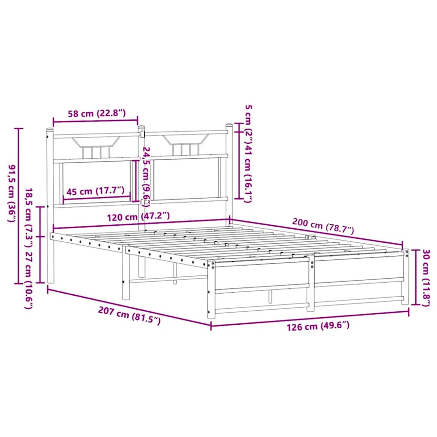 Cadre de lit sans matelas chêne sonoma 120x200 cm - 11