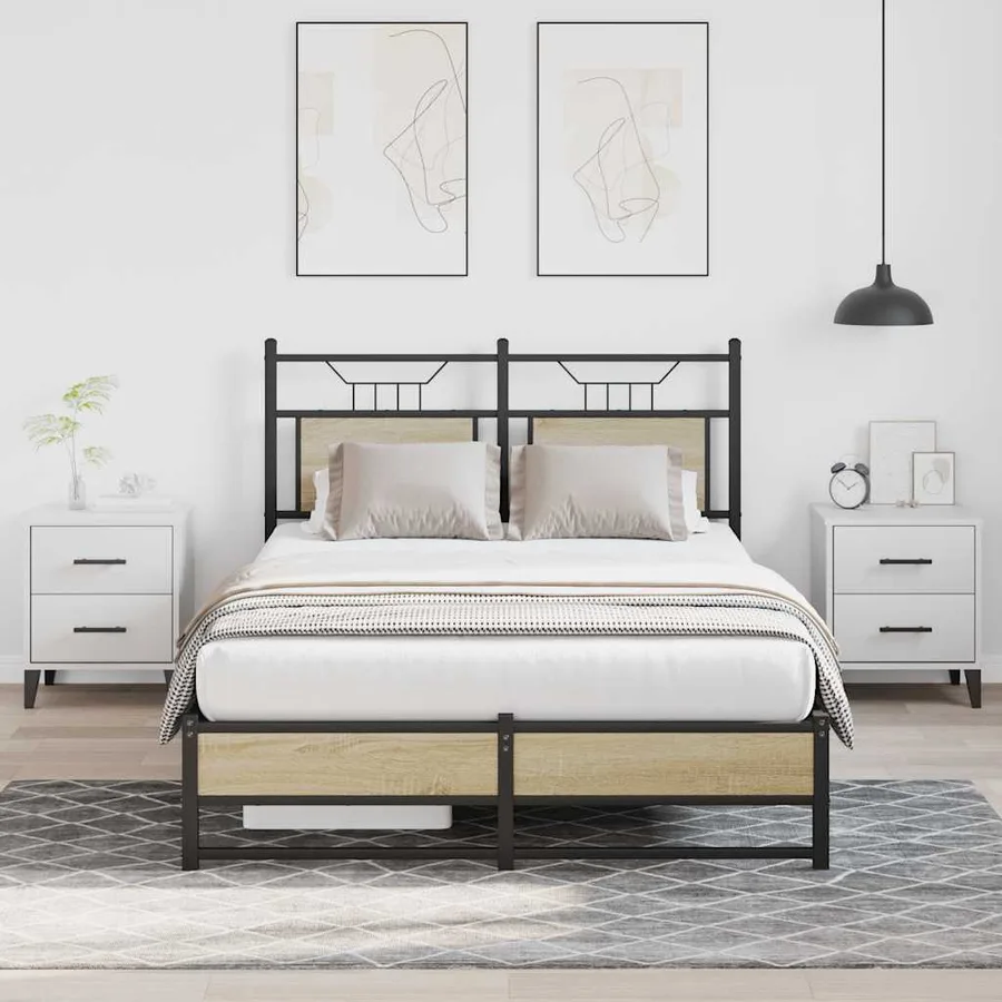 Cadre de lit sans matelas chêne sonoma 120x200 cm - 4