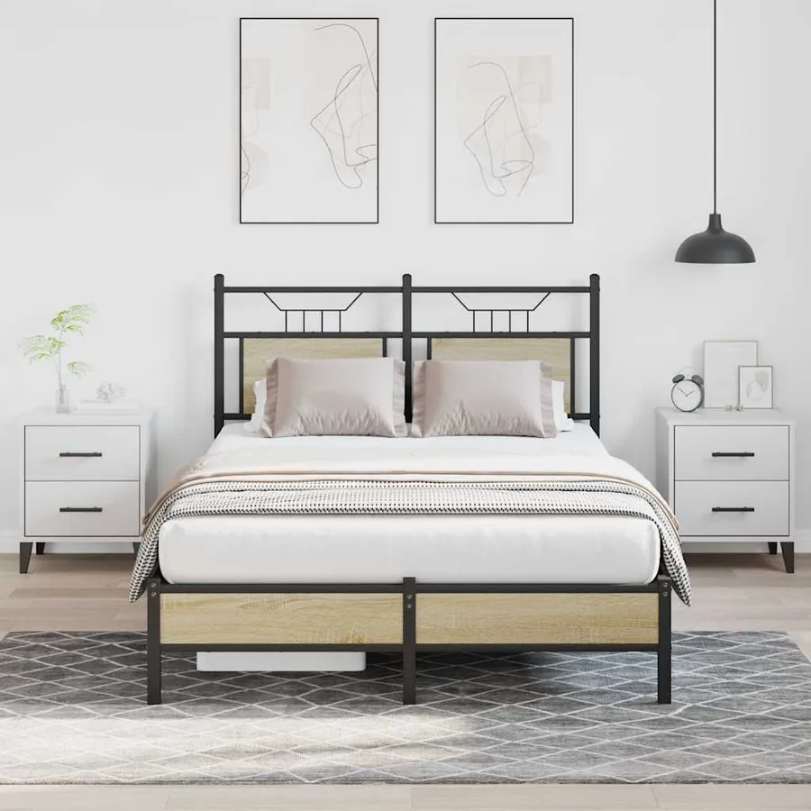 Cadre de lit sans matelas chêne sonoma 120x190 cm