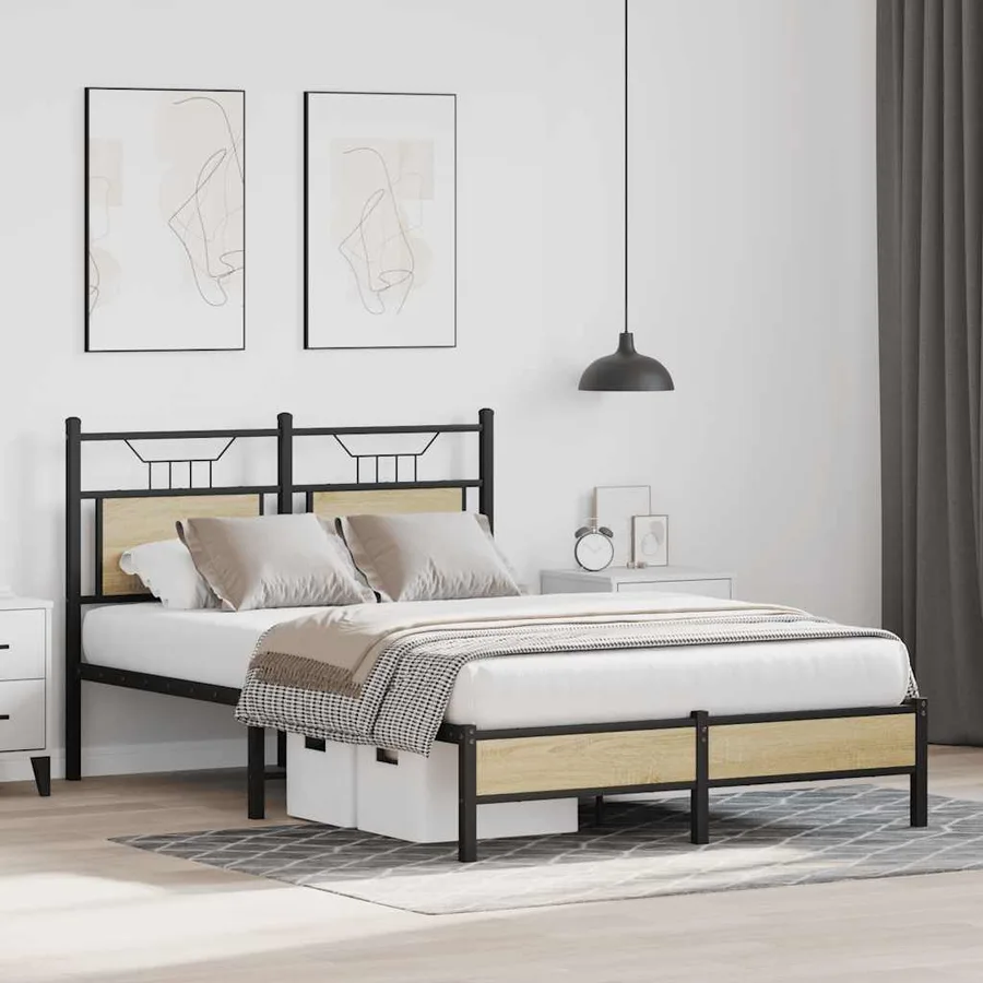 Cadre de lit sans matelas chêne sonoma 120x190 cm - 4