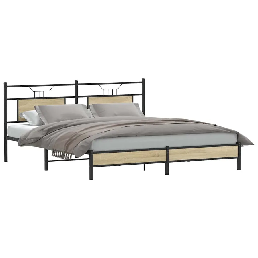 Cadre de lit sans matelas chêne sonoma 183x203 cm - 3