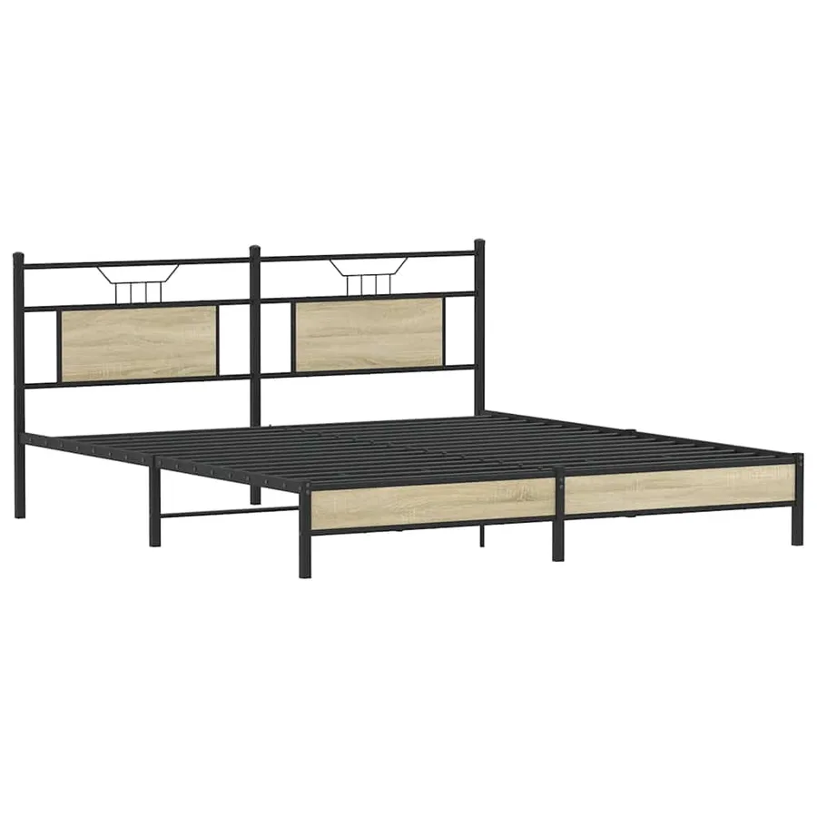 Cadre de lit sans matelas chêne sonoma 183x203 cm - 5