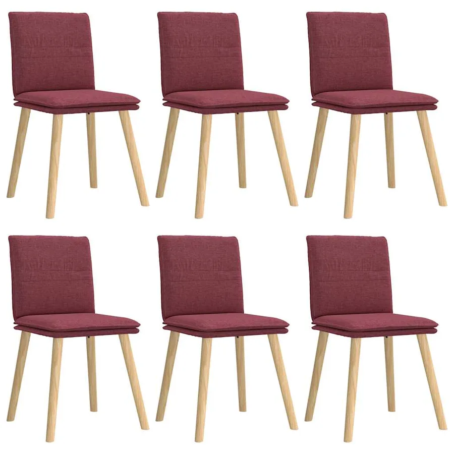 Chaises à manger lot de 6 rouge bordeaux tissu - 2